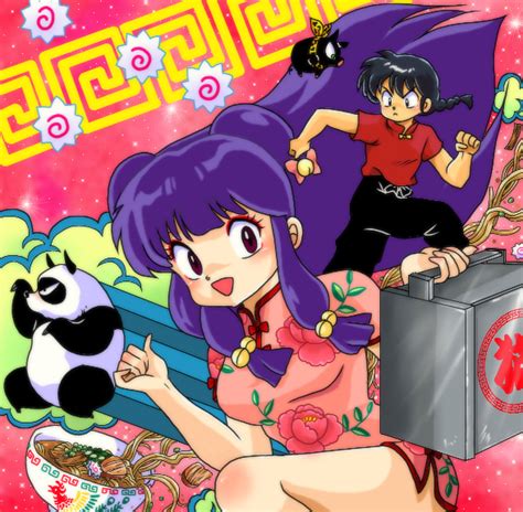 Saotome Ranma Shampoo Hibiki Ryouga And Saotome Genma Ranma 1 2