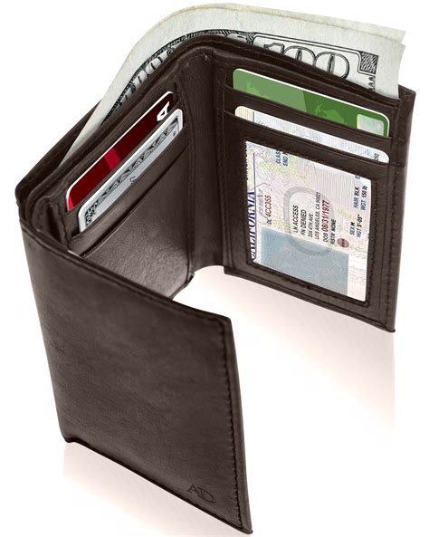 real leather trifold wallet  men rfid slim tri fold wallets