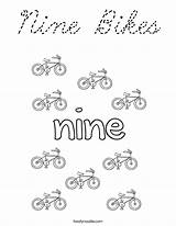 Coloring Nine Bikes Cursive Built California Usa sketch template