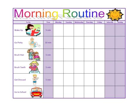 printable morning  evening routine charts