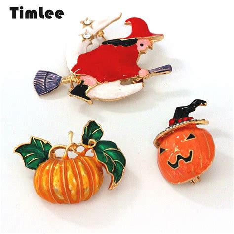 Timlee X062 New Cute Personality Enamel Drops Of Oil Pumpkin Witch Pin
