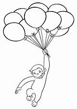 George Curious Coloring Pages Monkey Print Printable Happy Sheets Drawing Balloons Tulamama Colouring Easy Kids Birthday Party Netart Getdrawings Balloon sketch template