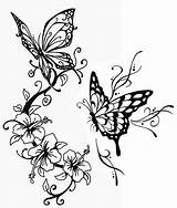Butterflies Coloring Pages Adult Tattoo Butterfly Flowers Papillons Adults Drawing Flying Tatouage Line Rosas Life Color Coloriage Mindfulness Wonderful Over sketch template