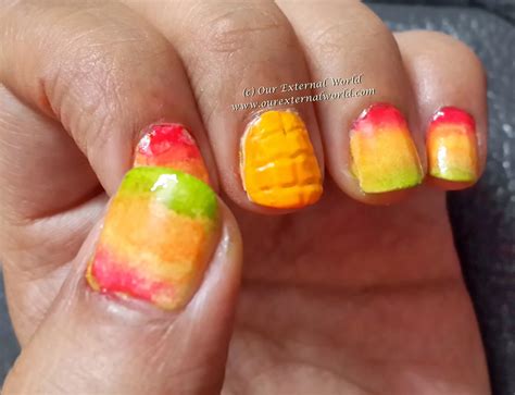 summer nail art mango nails tutorial