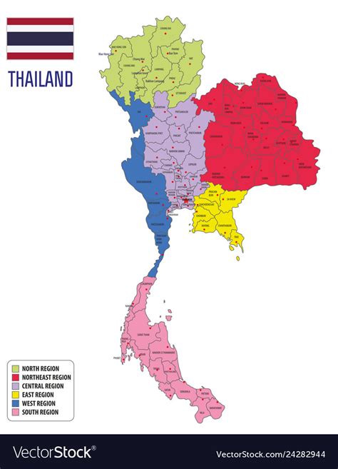 Map Of Thailand Royalty Free Vector Image Vectorstock
