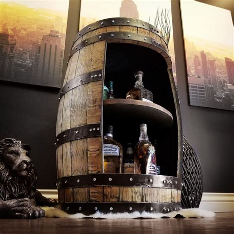 whiskey barrel liqour cabinet in 2020 whiskey barrel table barrel