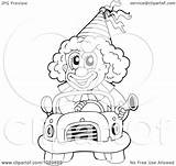 Clown Coloring Outline Car Driving Illustration Royalty Visekart Gangster Clip Vector Pages Clipart Female Template Sketch sketch template