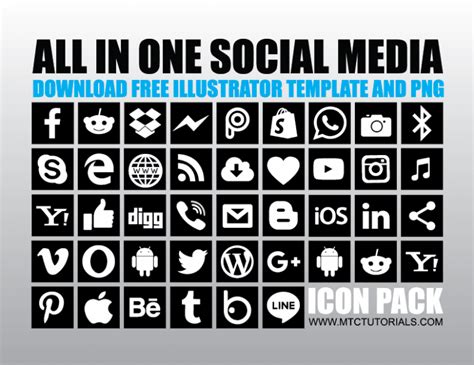 Download Social Media Icons Lower Thirds Illustrator Template
