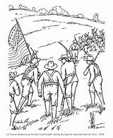Coloring Pages Hill Veterans Rough War Spanish Roosevelt Riders Juan San Sheets American Bunker Kids Cuba His Printables Drawing Soldier sketch template