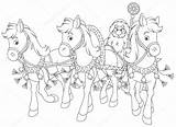 Sleigh Ziehen Schlitten Gegliederten Pferden sketch template