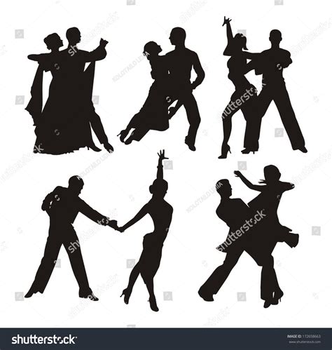 Black Silhouette Of Couple Dancing Stock Vector 172658663