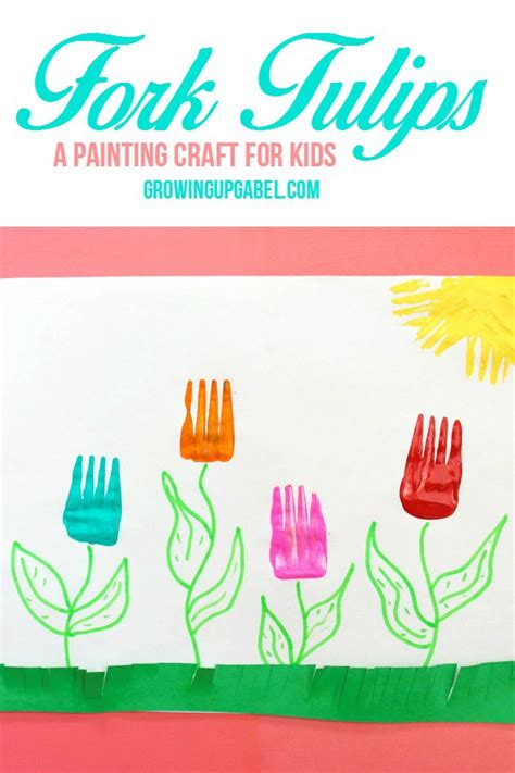 painting crafts  kids fork tulips