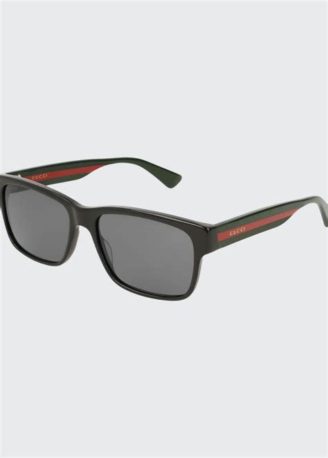 gucci square acetate sunglasses with signature web bergdorf goodman