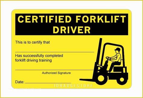 forklift certification card template    pre printed certified