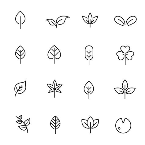 leaf icon set vector nature  symbol concept thin  icon theme