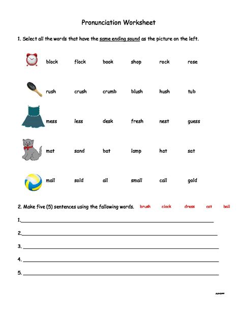pronunciation worksheet accurate approach