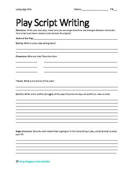play script writing template   happy   middle tpt