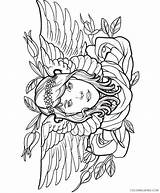 Pages Coloring Tattoo Coloring4free Wings Rose Girl Related Posts sketch template