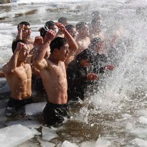 half naked korean soldiers train for winter war abc news