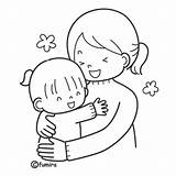 Coloring Huging Daugther Mom Pages 為孩子的色頁 sketch template