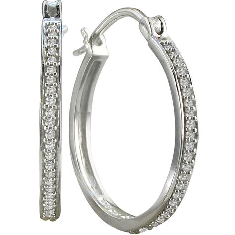 sterling silver  ctw diamond hoop earrings diamond hoop earrings