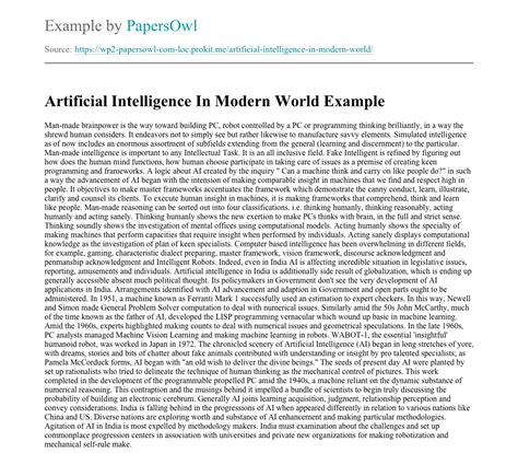 artificial intelligence  modern world  essay