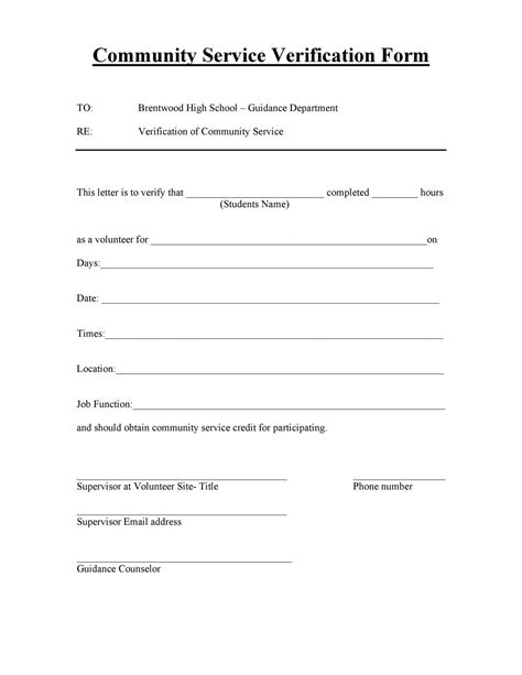 community service hours certificate template