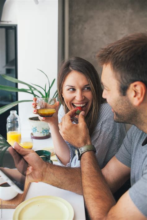 Couple Having Their Morning Routine By Stocksy Contributor Mak