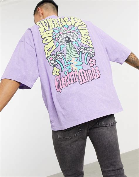 asos cotton oversized  shirt  purple  men lyst