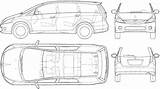 Mitsubishi Grandis Blueprints Minivan 2005 Car sketch template