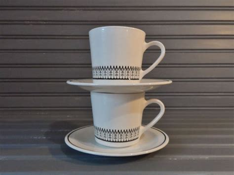 set   black white cups  saucers etsy white cups black  white etsy