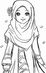 Muslim Girl Hijab Coloring Pages Gambar sketch template