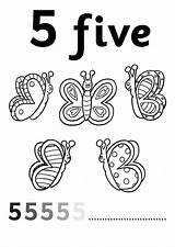 Coloring Number Pages Color Five Learn Butterflies Visit Choose Board sketch template