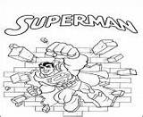 Coloring Pages Superman Punching Wall Printable sketch template