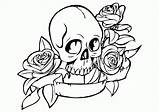 Skull Coloring Pages Skulls Roses Flowers Rose Sugar Drawing Easy Outline Cool Skeleton Printable Crosses Drawings Calavera Print Deer Flames sketch template