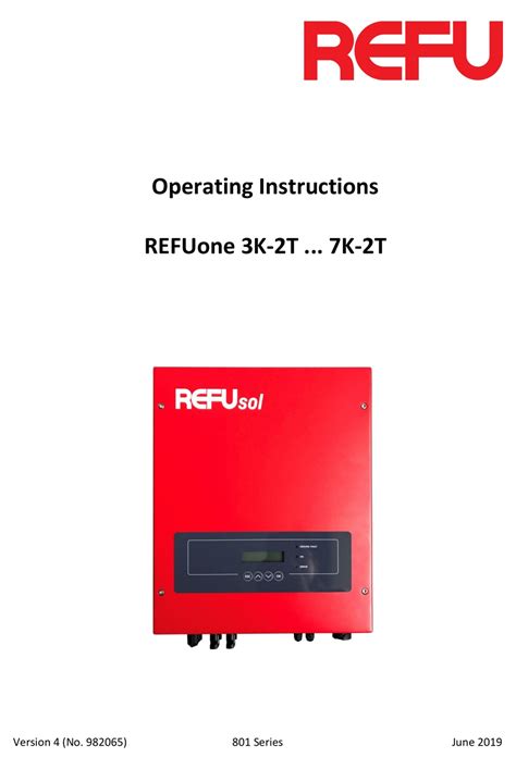 refu  series operating instructions manual   manualslib