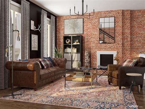 bold industrial americana inspired living room living room design ideas