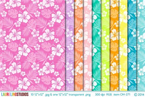 hibiscus pattern digital paper patterns  creative market