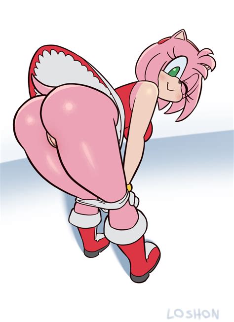 rule 34 2022 accessory amy rose anthro ass bent over big butt blush