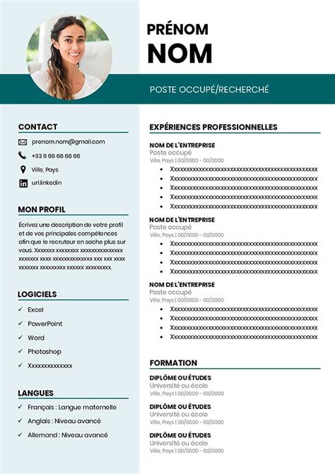 modele de cv avec photo gratuit  telecharger modernppt