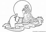 Coloring Dolphin Mermaid Pages Large sketch template