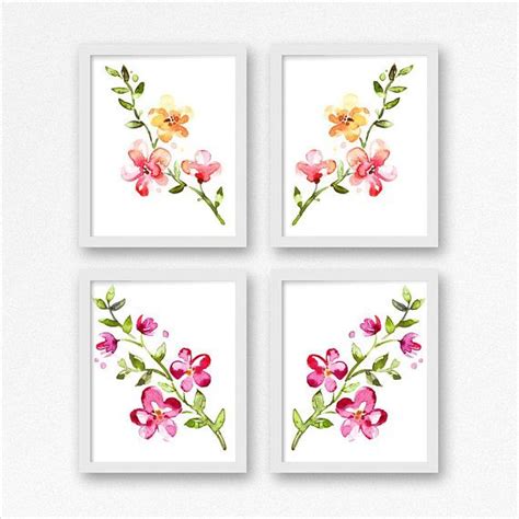 set   printable floral wall art watercolor printable etsy