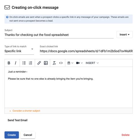 send emails based  clicked links mailshake