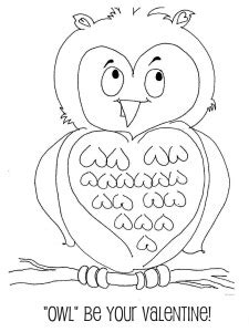 valentine owl pages  adults coloring pages