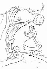 Coloring Cat Pages Cheshire Wonderland Alice Print Color Cartoons Kids sketch template
