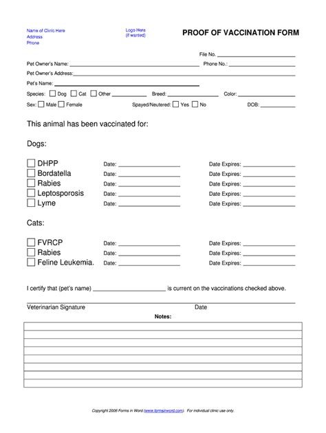 dog vaccination certificate template