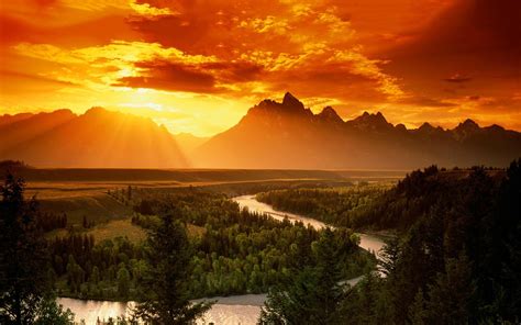 sunset mountain landscape wallpaper