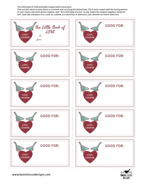 printable romantic coupon book  printable templates