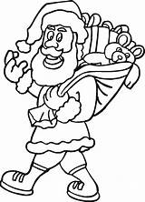 Christmas Coloring Santa Father Colour Pages Laughing Clous Sack Gifts Claus Cliparts sketch template