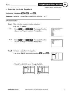 graphing nonlinear equations   grade worksheet lesson planet